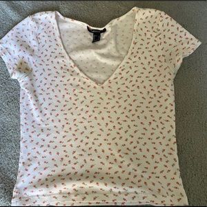 v neck floral print baby tee